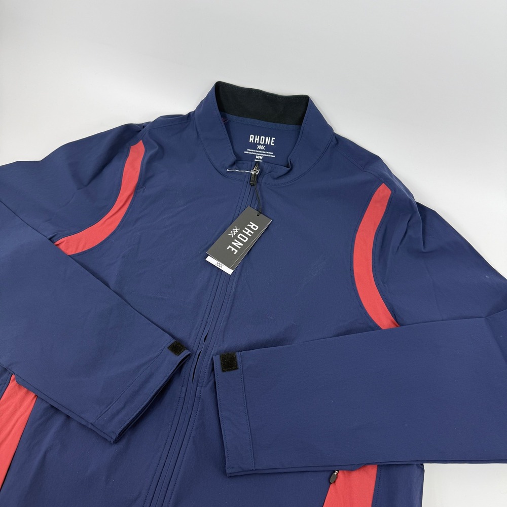 Rhone Play Through Jacket Mens Medium Navy Blue Red Water Resistant‎ Golf 101036